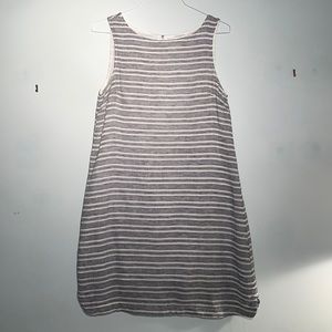 Beach lunch lounge Striped Cotton and Linen Blend Mini Summer Dress- M